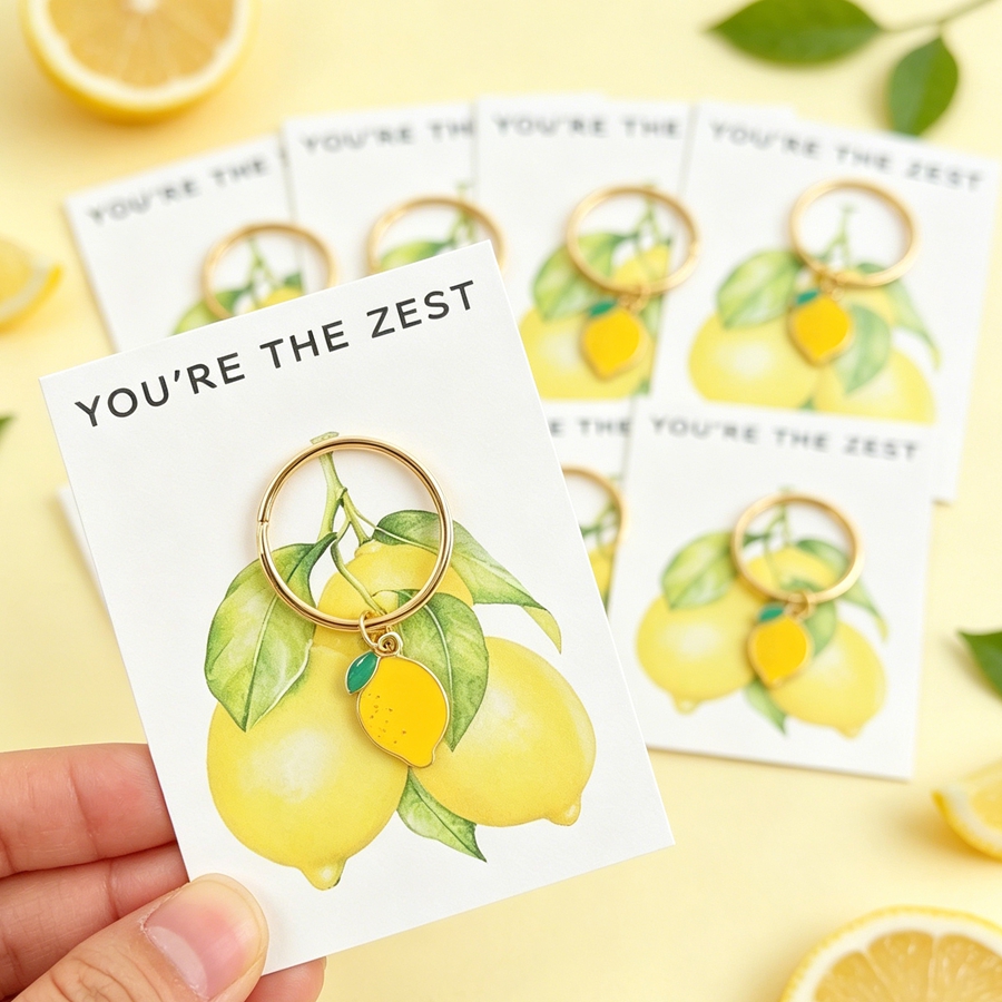 7개의 세련된 레몬 열쇠고리에는 긍정적인 레몬 카드가  - Phone Accessories Charms 리뷰 및 가격